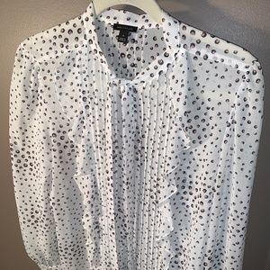 Ann Taylor white frilly blouse